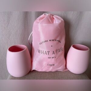 Odeme Blush Pink Silicone Wine Glasses Set
